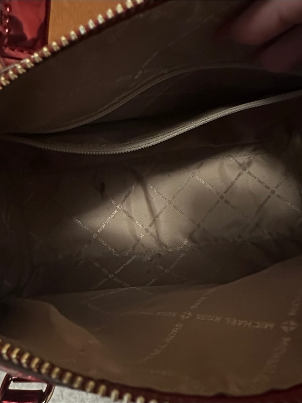Michael Kors Metallic Burgundy Dome Satchel - Picture 4 of 5